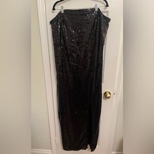 Black Sequin Strapless Formal Dress by Eloquii